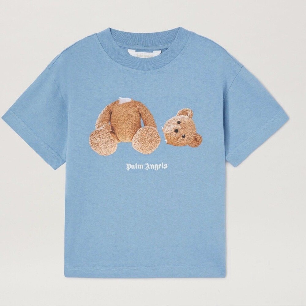 Palm Angels Kids Broken Bear T-Shirt dusty blue Size 10 NWT COA Retail: $150